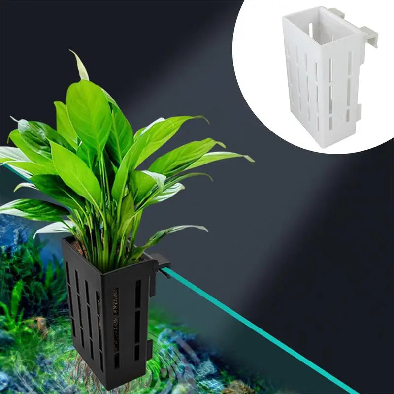 plant hanger for aquarium Hanging Plant Pots Flowerpot Decorate Stand Holder Aquarium Planter Aquatic White