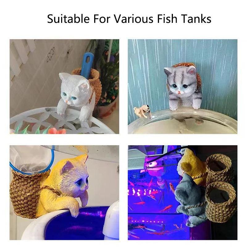 Cat climbs fish tank