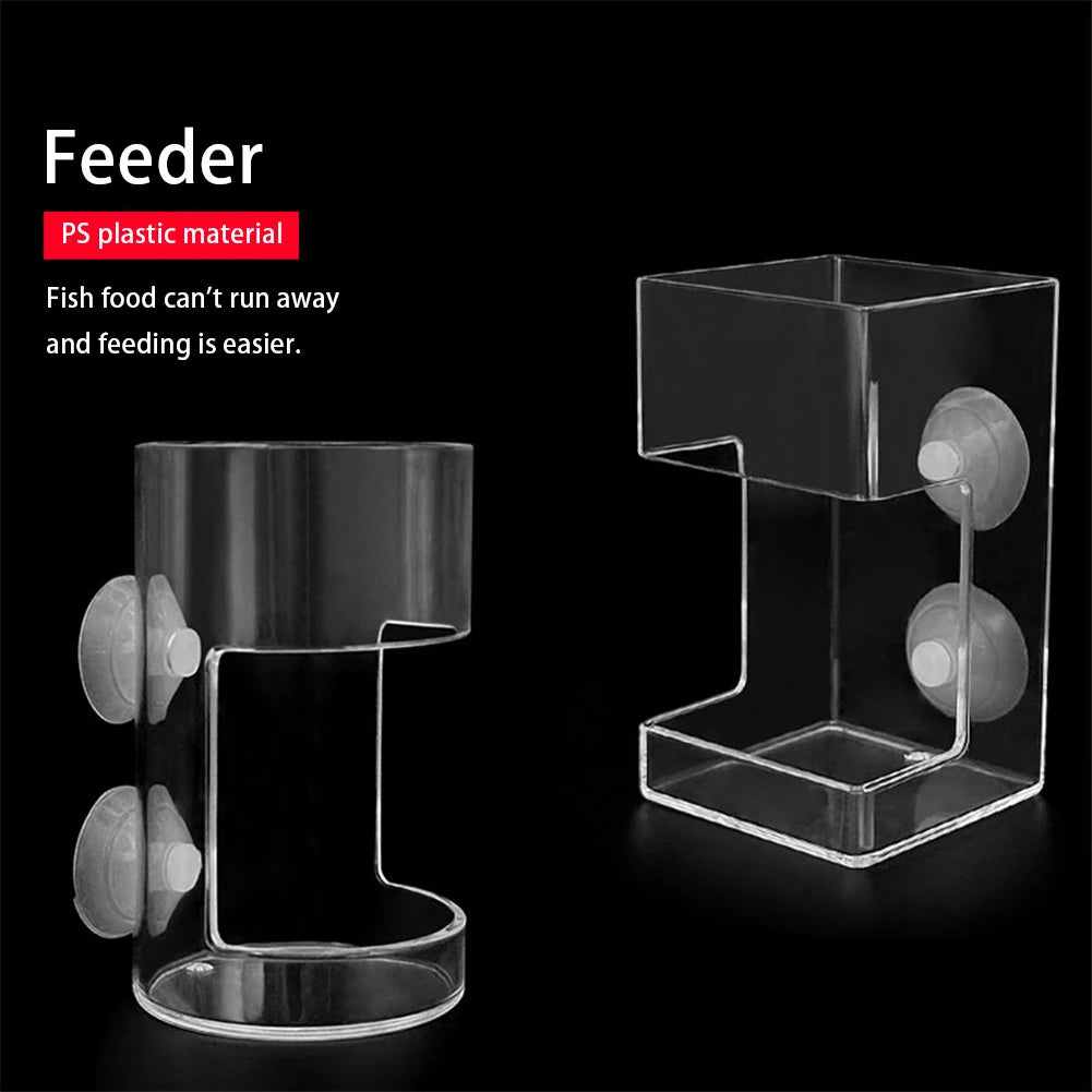 Aquarium Feeding Ring Floating Food Tray Feeder with Suction Cups Transparent