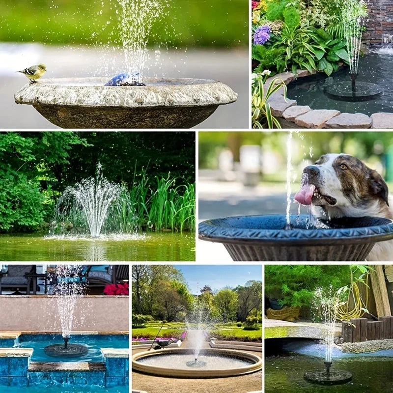 Solar fountain with 6 nozzles