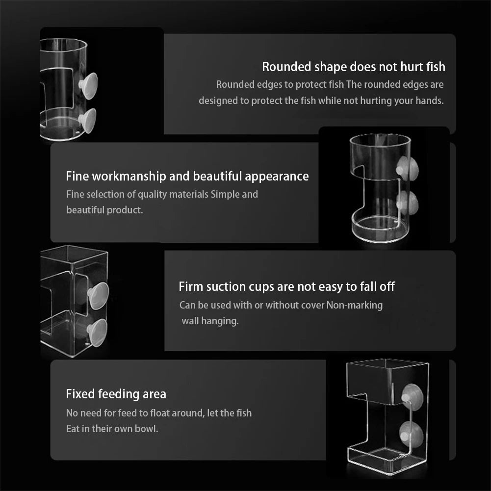 Aquarium Feeding Ring Floating Food Tray Feeder with Suction Cups Transparent